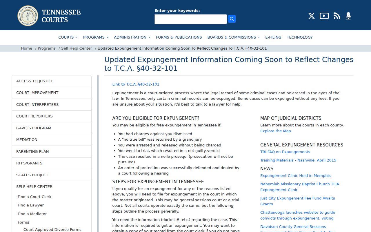 Scott County criminal court case expungement guidance