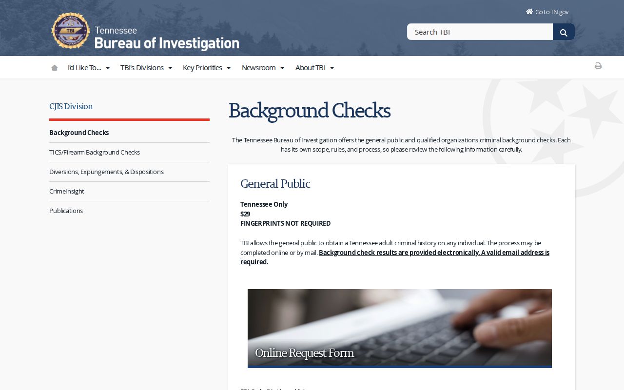 TBI background check program used for Huntsville criminal history records